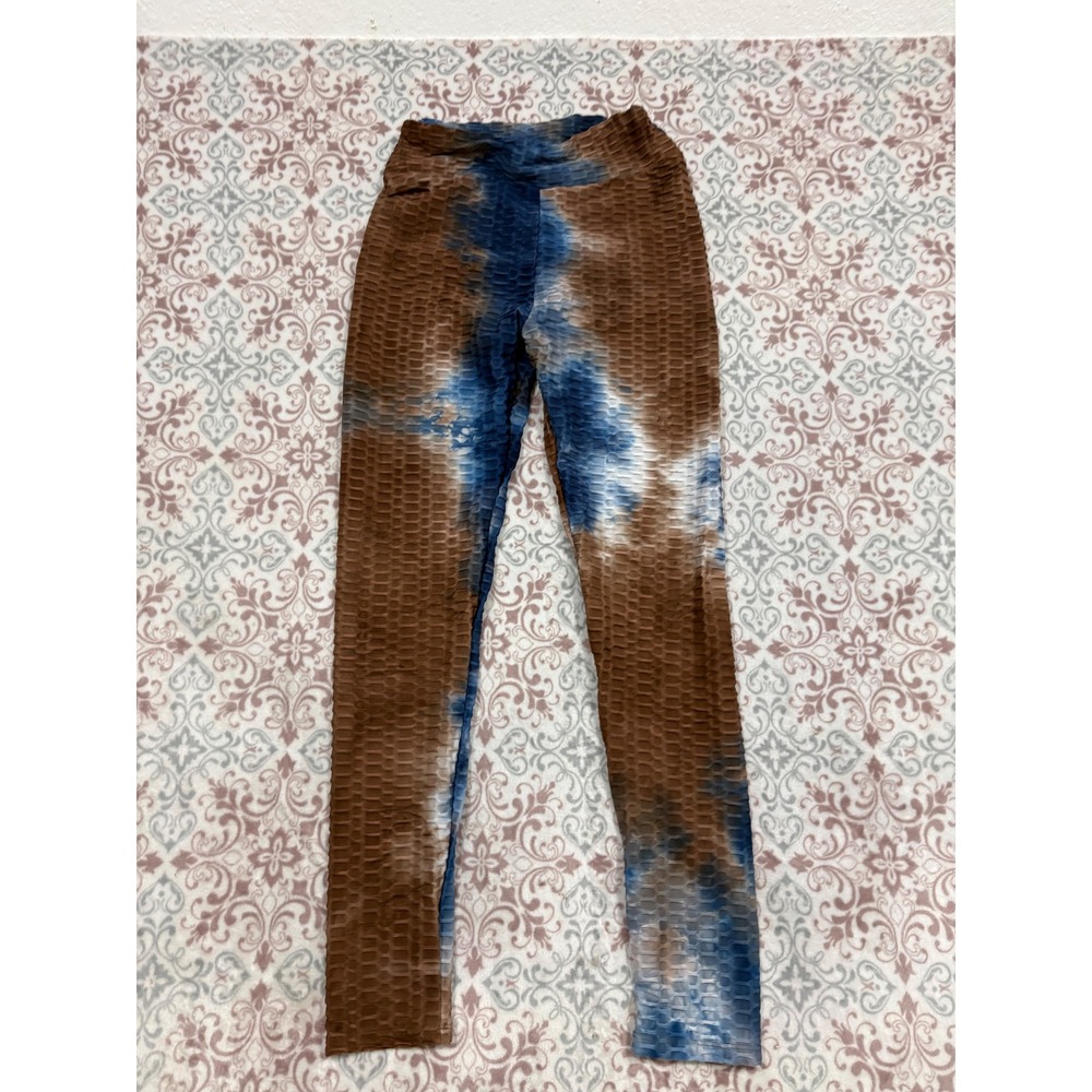 SJL Apparel Tie Dye Honeycomb Textured High Waist Scrunch Butt Leggings L/XL